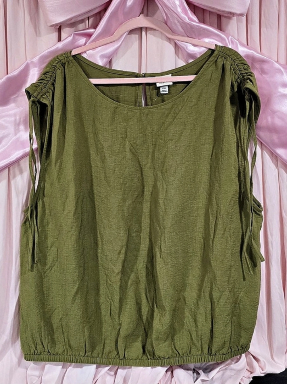 A New DAY Ruched Sleeve Blouse in Green XXL NWT